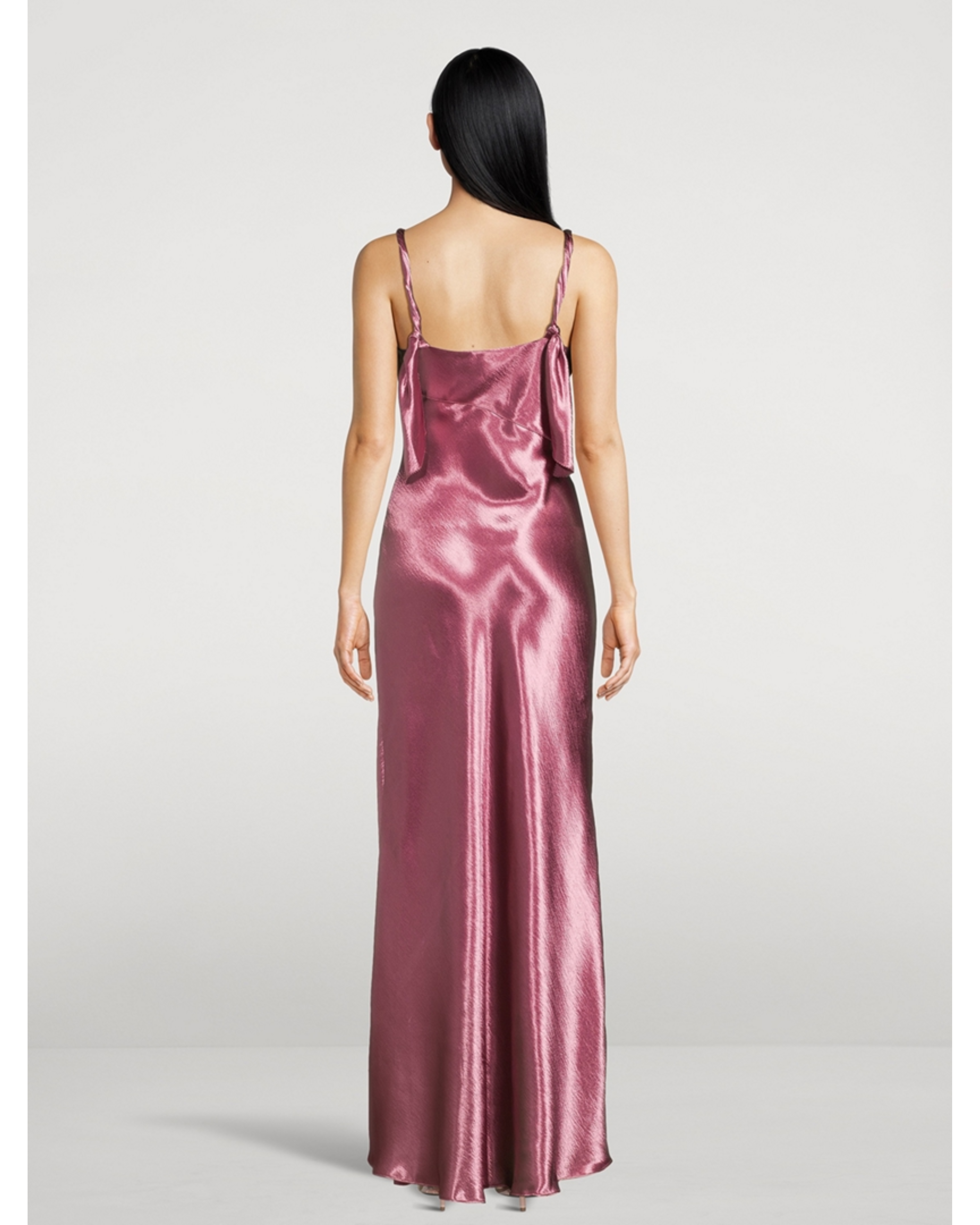 Nadine Satin Slip Dress in mauve, cowl neckline, thin straps — LoveShackFancy | Endless UAE