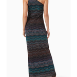 Embellished one-shoulder maxi dress with chevron pattern in teal and multicolor — Missoni | Endless UAE