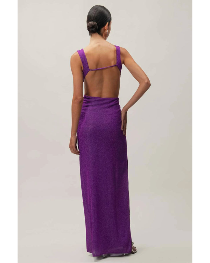 Rio Maxi Dress in purple with deep V-neckline and cutout waist detail — Baobab | Endless UAE