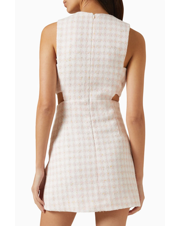 Cream textured mini dress with cutout detail and gold button accents — Sandro | Endless UAE