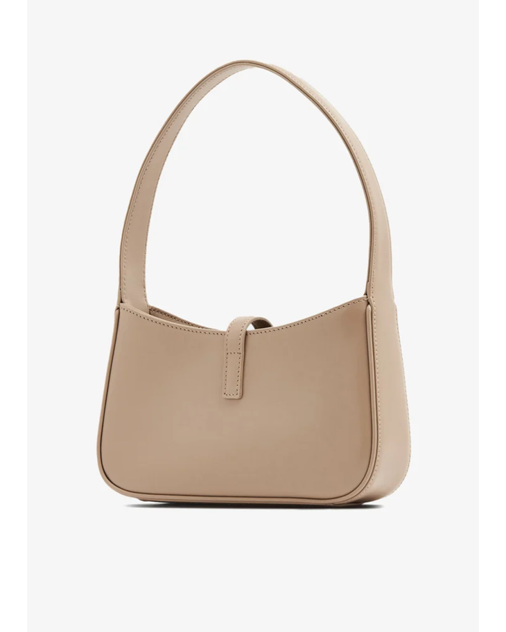 Beige leather mini hobo bag with single shoulder strap and tab closure — Yves Saint Laurent | Endless UAE