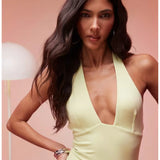 Mei High Split Halter Neck Maxi Dress