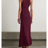 Burgundy sleeveless hooded maxi dress in Tencel Lyocell blend jersey — St Agni | Endless UAE