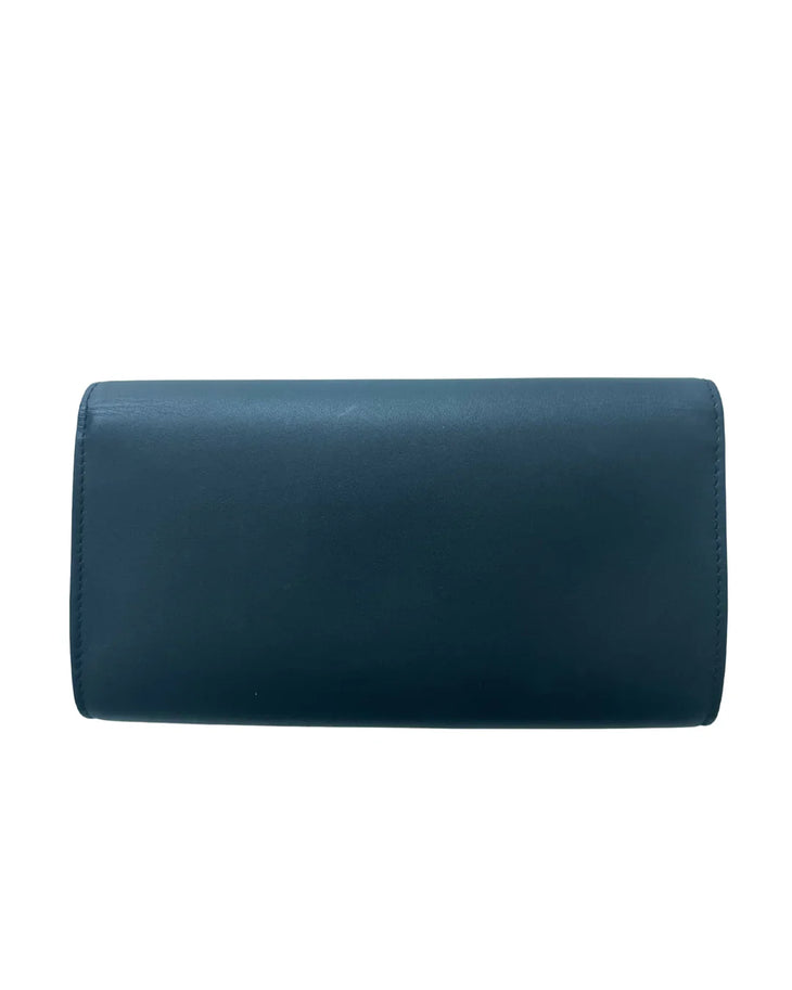 Deep teal leather evening clutch with smooth finish and structured rectangular silhouette — Louis Vuitton | Endless UAE