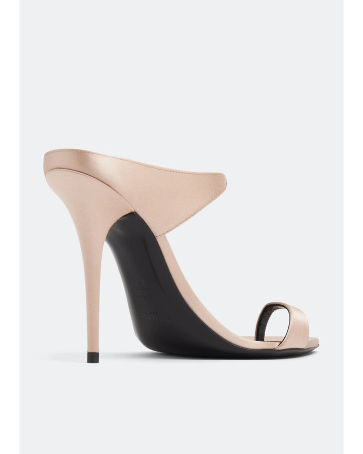 Nude beige leather high heel mule with curved vamp and toe ring detail — Yves Saint Laurent | Endless UAE