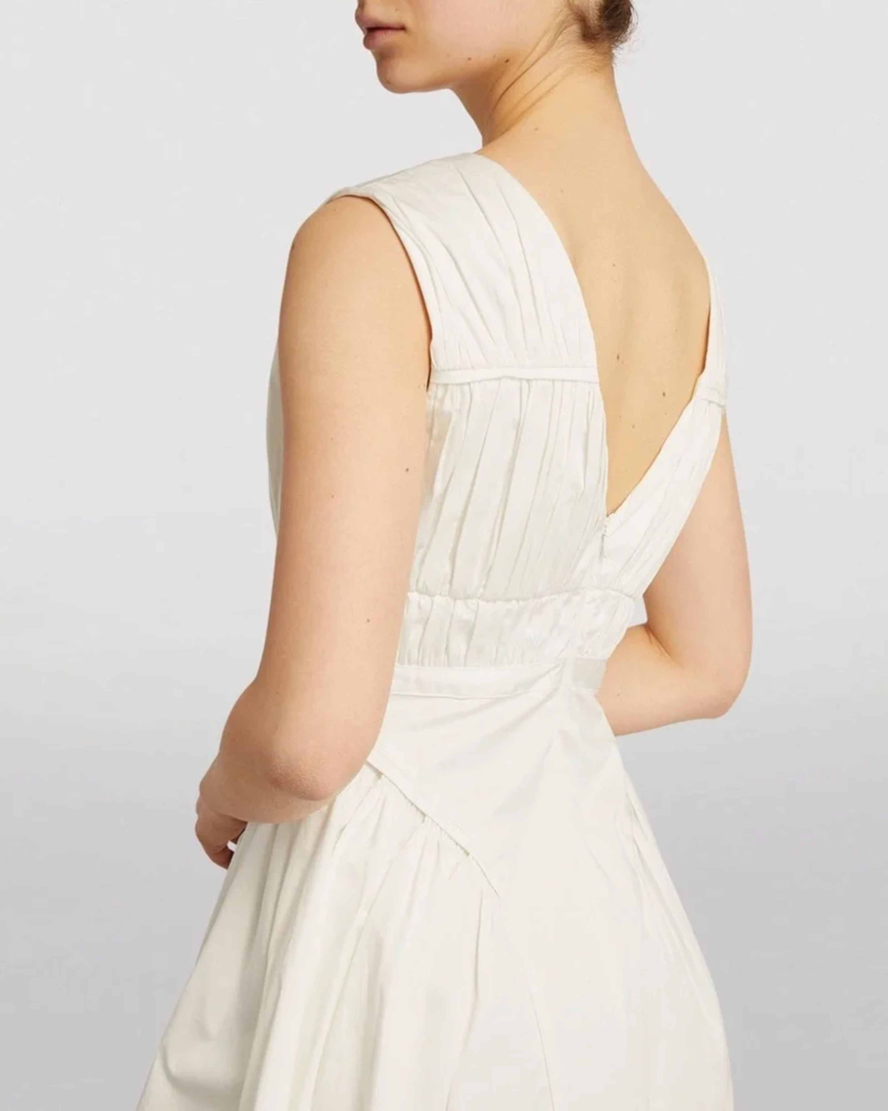A-Line Bow-Detail Mini Dress in cream with V-neckline — Self-Portrait | Endless UAE