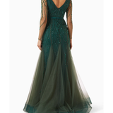 Sequin Bead Tulle Gown
