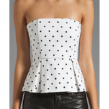 Sinclair Strapless Polka-Dot Peplum Top