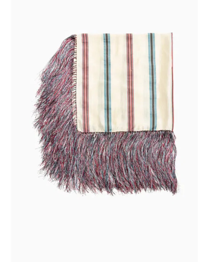 Cream and burgundy striped scarf with textured fringe trim — & Other Stories | Endless UAE