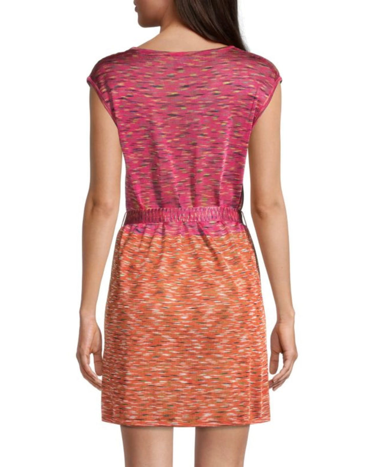 Belted Colorblock Spacedye Tunic in Pink and Orange — Missoni | Endless UAE