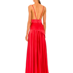 Red satin maxi dress with cowl neckline and high slit — Bronx & Banco | Endless UAE