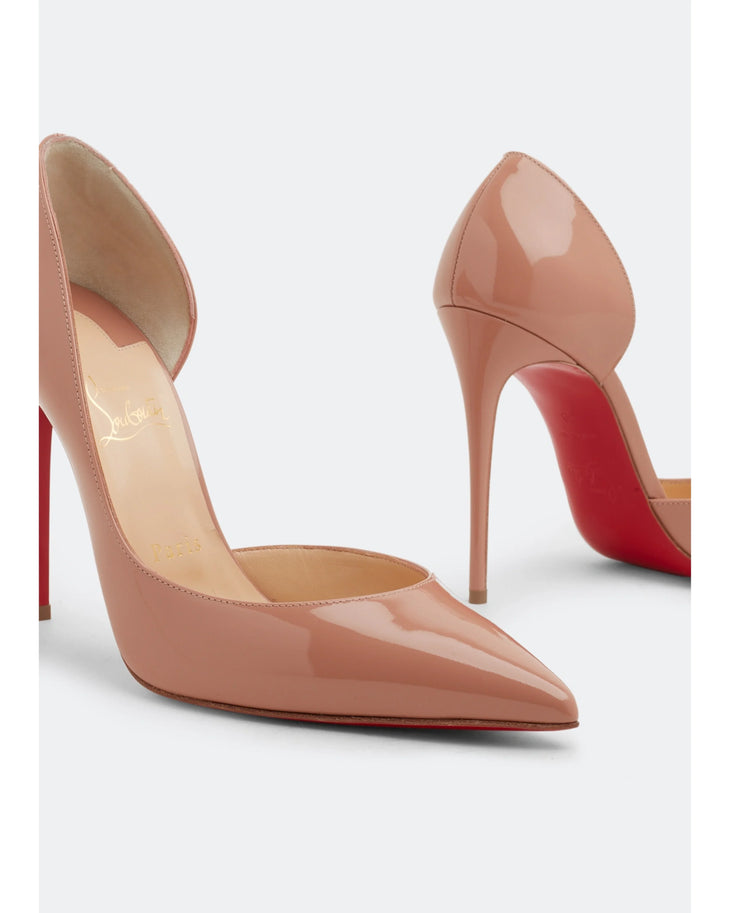 Nude patent leather pointed-toe pump with stiletto heel — Christian Louboutin | Endless UAE