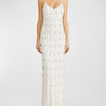 Amora ivory beaded gown with crystal embellishments and spaghetti straps — Monique Lhuillier | Endless UAE