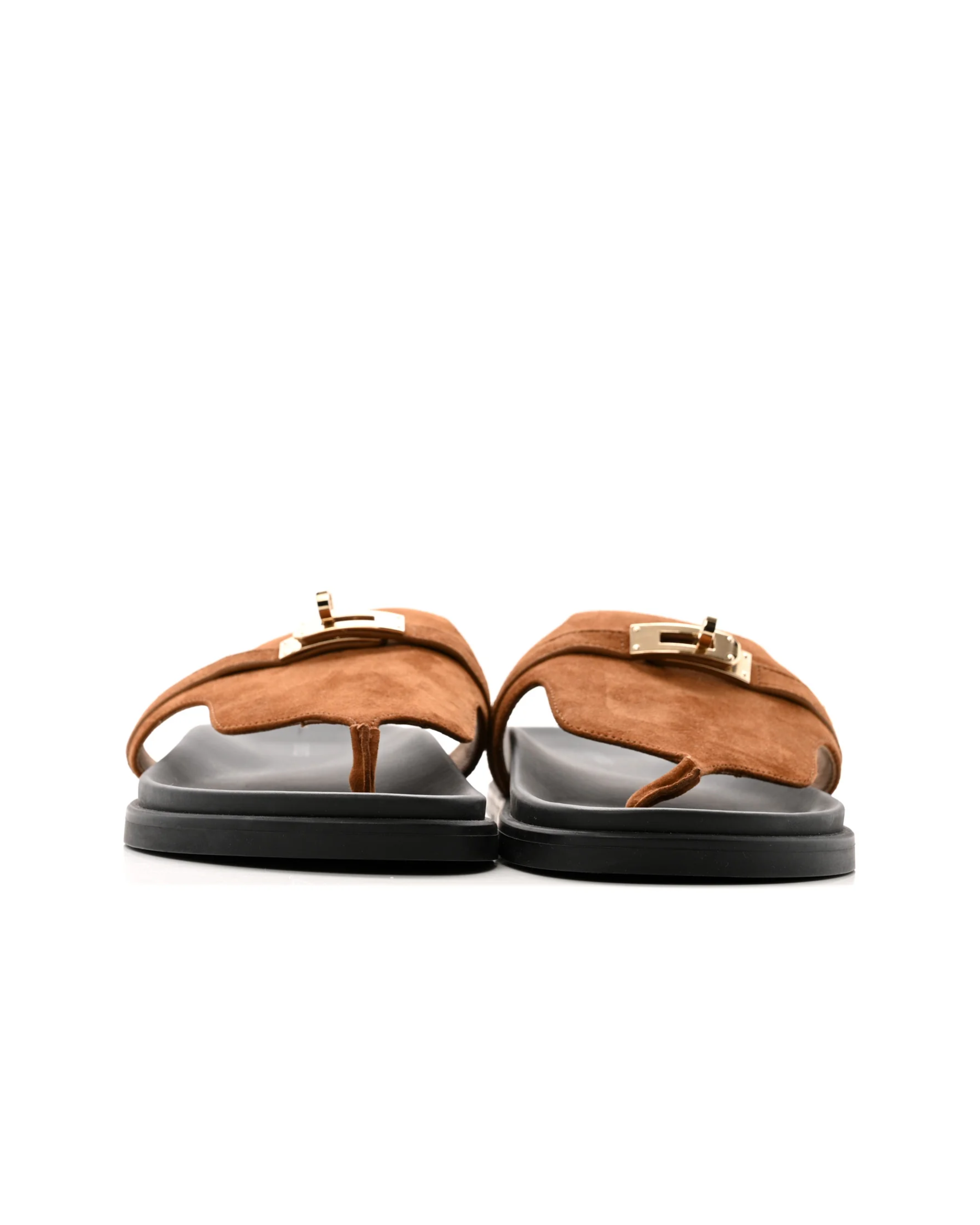 Hermes Empire suede goatskin womens sandal with brown strap and black sole — Hermes | Endless UAE