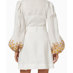 Meadow Long Sleeve Mini Dress in cream with yellow floral print and white belt — Keepsake The Label | Endless UAE
