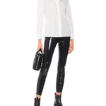 High-rise skinny PVC pants in black — Junya Watanabe | Endless UAE