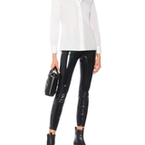 High-rise skinny PVC pants in black — Junya Watanabe | Endless UAE