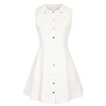 White sleeveless button-front cotton dress with round neck and fit-and-flare silhouette — Maje | Endless UAE