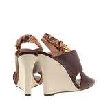 Leather and Python Slingback Wedge Sandals