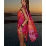 Alora Scoop Mini Dress in red and pink tie-dye — Runaway The Label | Endless UAE