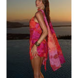 Alora Scoop Mini Dress in red and pink tie-dye — Runaway The Label | Endless UAE