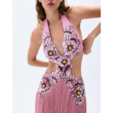 Flower Embdoridery Detailed Maxi Gown