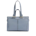 Blue leather tote bag with dual handles and structured design — Piquadro | Endless UAE