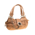 Tan quilted leather satchel with chain detail and circular logo clasp — Bally | Endless UAE