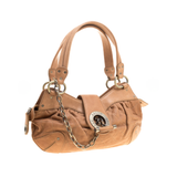 Tan quilted leather satchel with chain detail and circular logo clasp — Bally | Endless UAE