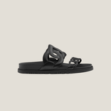 Black leather Techno Sandal with cutout straps and flat sole — Hermes | Endless UAE