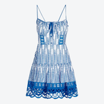 Blue and white tie-detailed broderie anglaise cotton-blend mini dress — Charo Ruiz Ibiza | Endless UAE