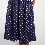 Navy polka-dot strapless cocktail dress with full skirt — Self-Portrait | Endless UAE