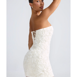 Azaelea Floral-Appliqué Bandeau A-Line Mini Dress