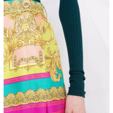 Barocco Goddess Silk Trousers in yellow, turquoise and magenta — Versace | Endless UAE