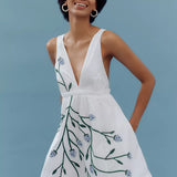 Maeve Cotton Sleeveless V-Neck Mini Babydoll Strawberry Dress