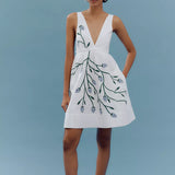 Maeve Cotton Sleeveless V-Neck Mini Babydoll Strawberry Dress