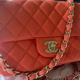 Coral quilted lambskin mini classic handbag with gold CC logo — Chanel | Endless UAE
