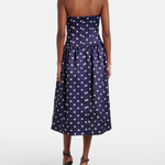 Navy polka-dot strapless cocktail dress with full skirt — Self-Portrait | Endless UAE