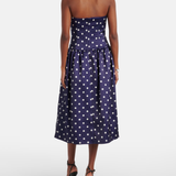 Navy polka-dot strapless cocktail dress with full skirt — Self-Portrait | Endless UAE