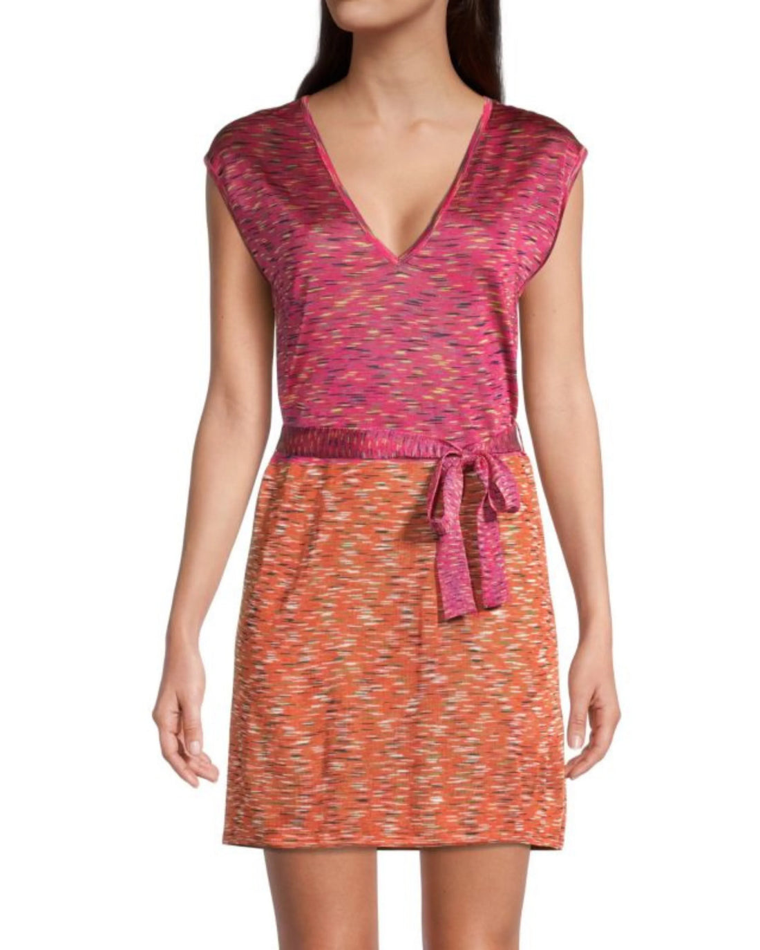 Belted Colorblock Spacedye Tunic in Pink and Orange — Missoni | Endless UAE