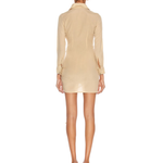 Beige long-sleeve shirt dress with collar and button cuffs — Aya Muse | Endless UAE