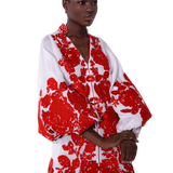 Roses Fully Embroidered Batiste Caftan Mini