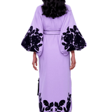 Roses Fully Wmbroidered Cotton Caftan Midi