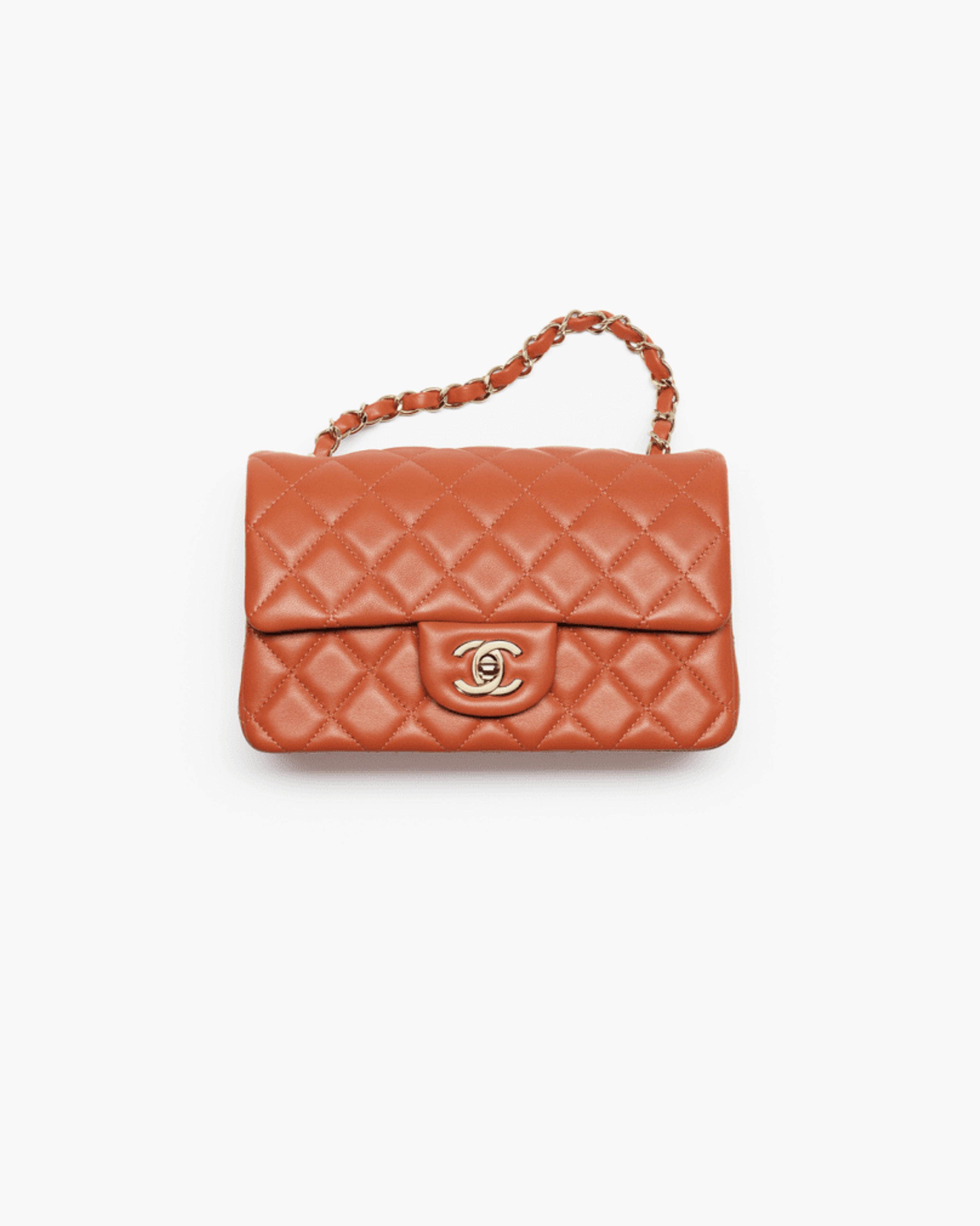 Coral quilted lambskin mini classic handbag with gold CC logo — Chanel | Endless UAE