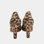 Leopard print canvas peep toe pump with chunky heel — Dolce & Gabbana | Endless UAE