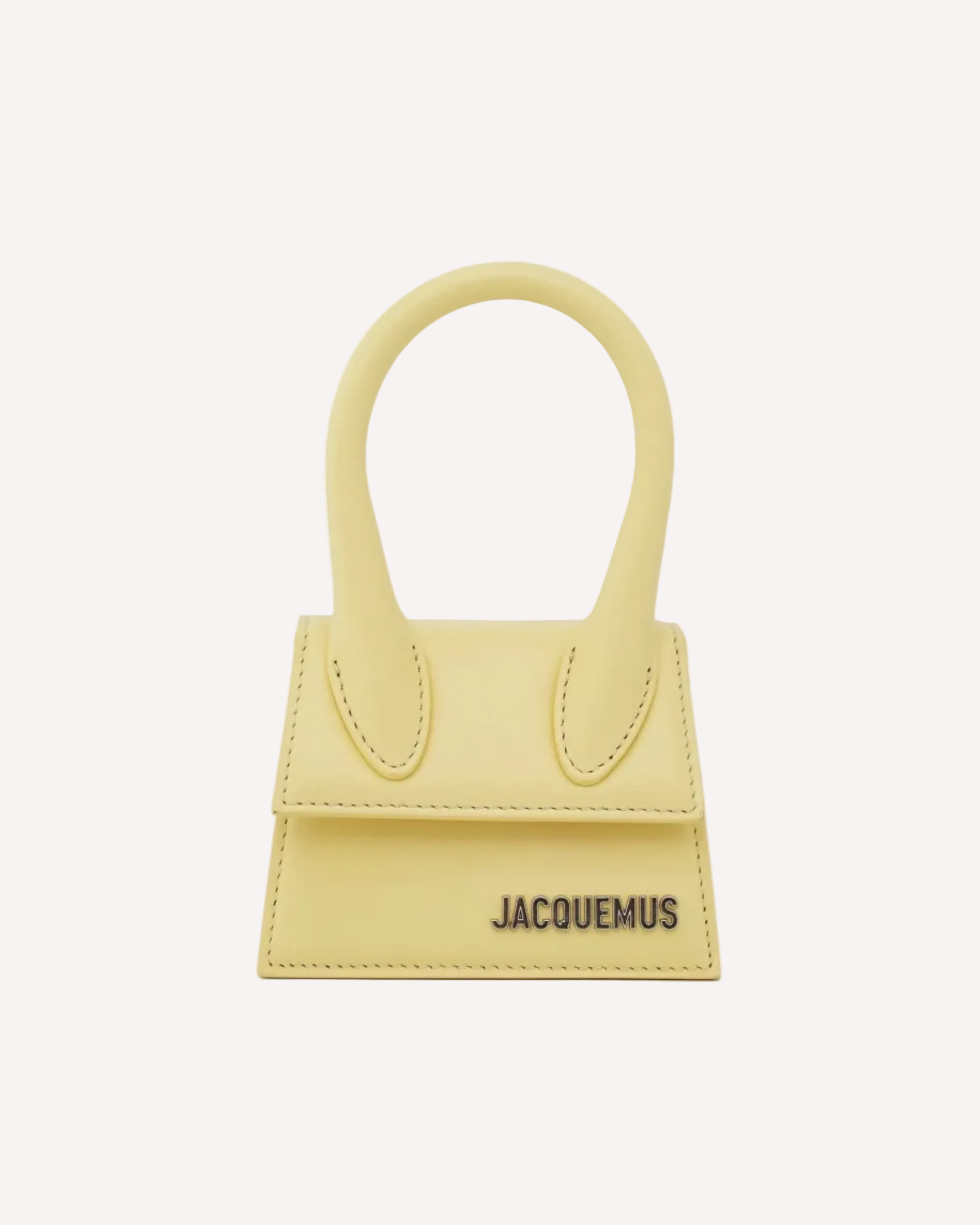 Pale yellow mini handbag with curved top handle and contrasting stitching detail — Jacquemus | Endless UAE