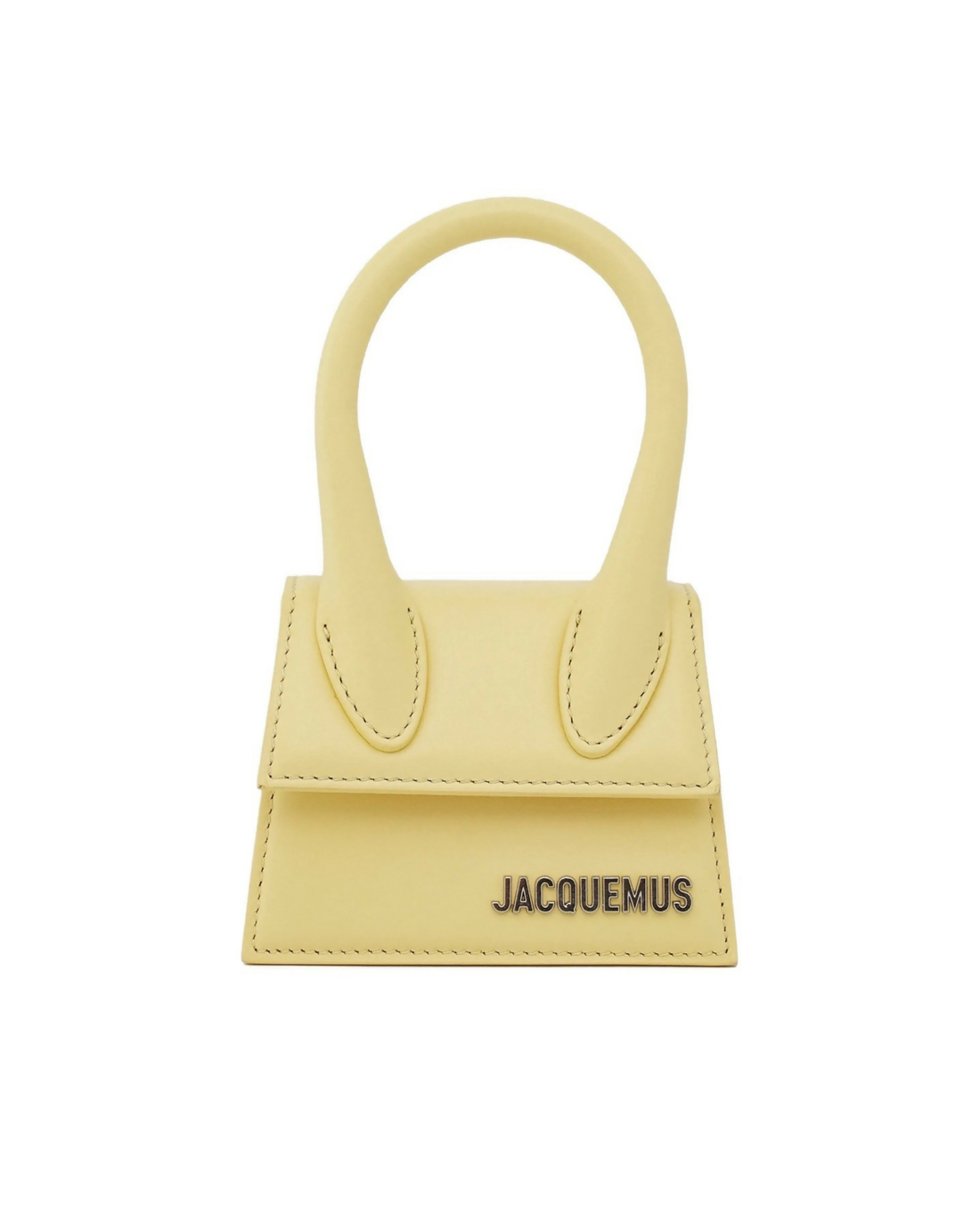 Pale yellow mini handbag with curved top handle and contrasting stitching detail — Jacquemus | Endless UAE