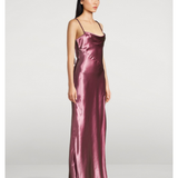 Nadine Satin Slip Dress in mauve, cowl neckline, thin straps — LoveShackFancy | Endless UAE