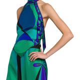 Colorblocked Silk Twill Halter Top