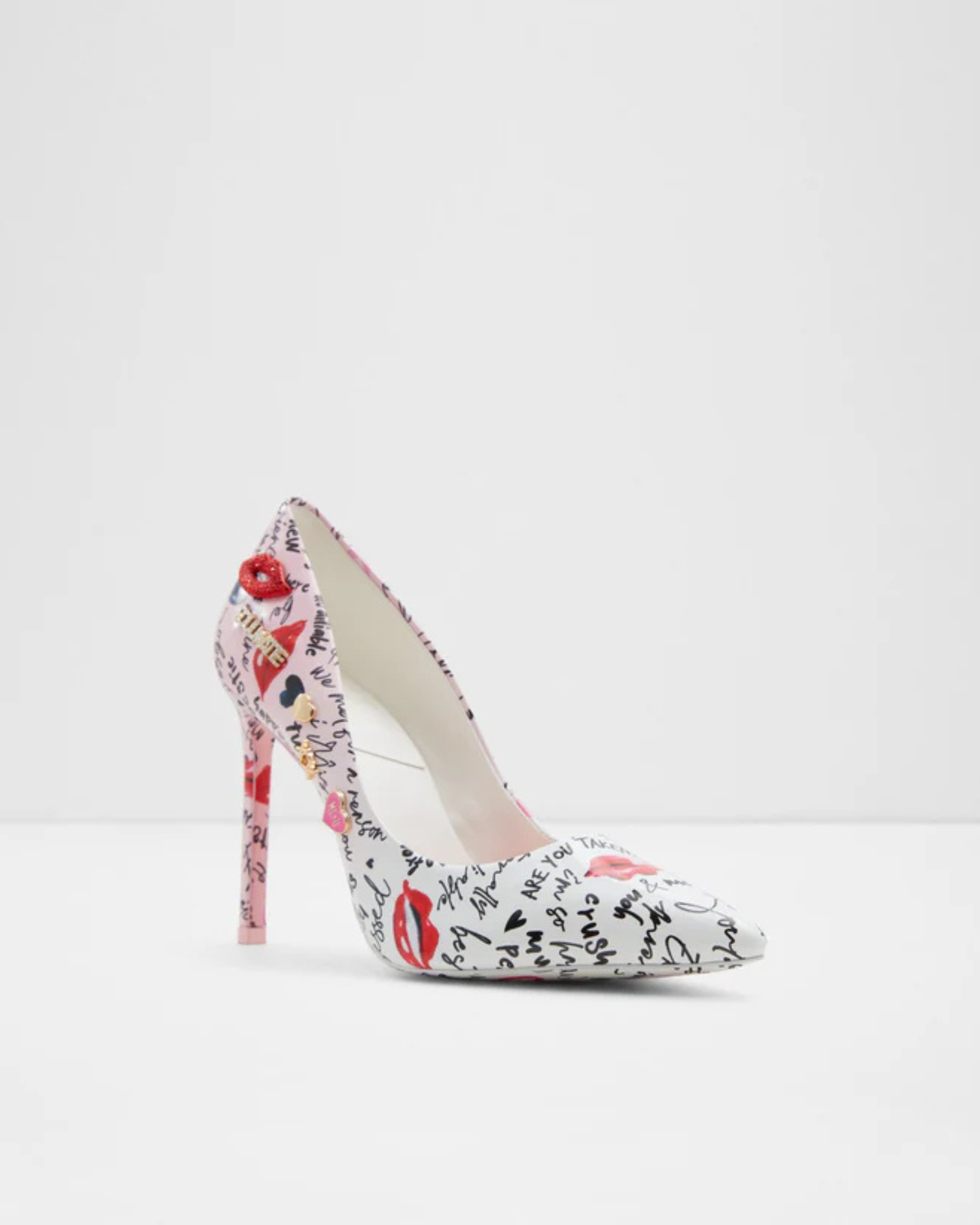 Stessy 2.0 white stiletto heel with red lips and romantic print pattern — Aldo | Endless UAE